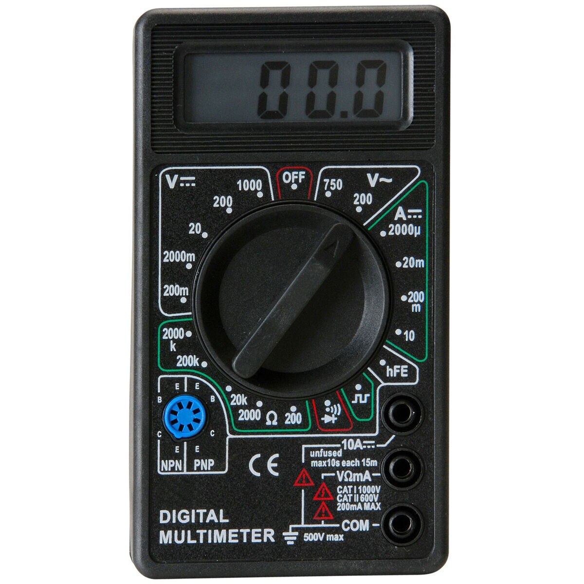 31/2 Digit 19 Range Digital Multimeter with Transistor Test